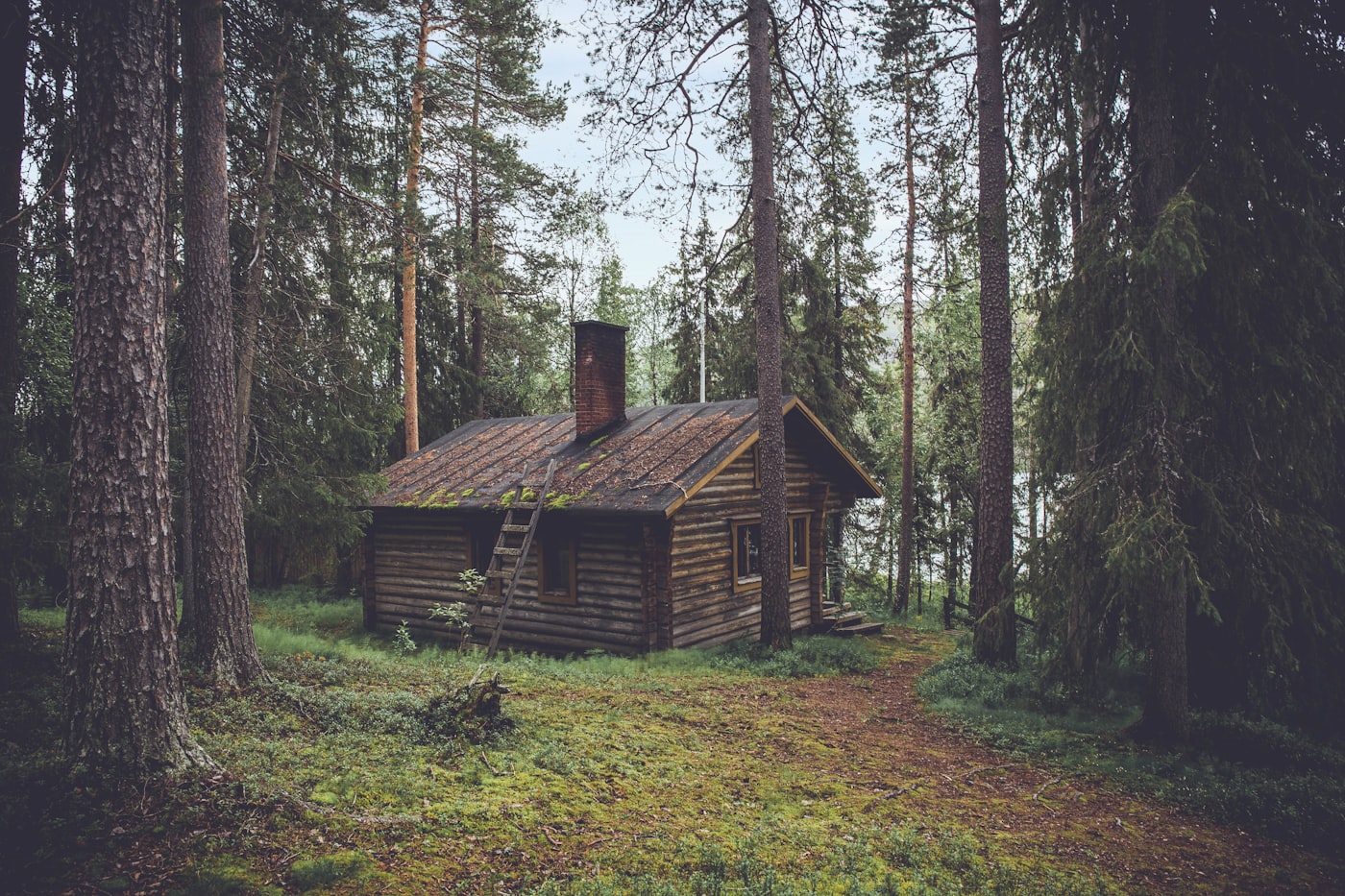 Cabane en bois éclairée de l'intérieur, la nuit, dans la neige